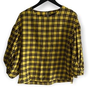 Zara Plaid Puff Sleeve Top